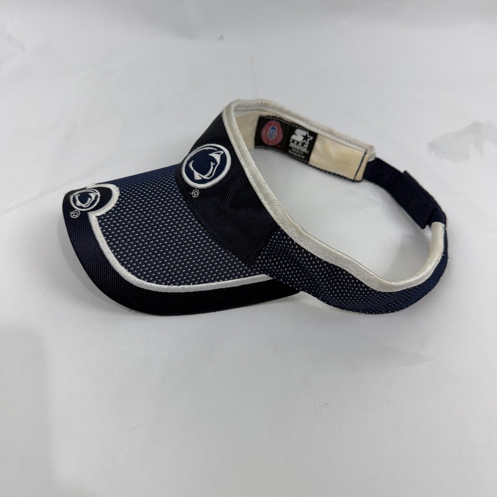 Starter Penn State Nittany Lions Visor Navy Blue White Mesh Adjustable PSU Hat - Picture 2 of 9